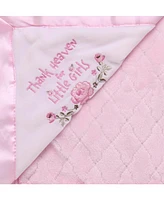 Little Me Baby Girls Thank Heaven for Little Girls Blanket with Satin