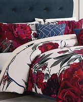 Bebejan Burgundy Branches Bedding 100% Cotton Sateen 5 Piece King Size Reversible Comforter Set