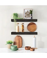 Sorbus 2 Pack 16" Solid Wood Floating Shelves - for Bathroom Decor, Books, Bedroom & Living Room