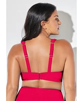 Swimsuits for All Plus Bra Drape Front Underwire Bikini Top