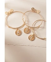 Pave Starburst Texture Initial Bangle Bracelet B