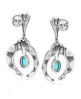 American West Jewelry Sterling Silver Sleeping Beauty Turquoise Fritz Casuse Oval Gemstone Naja Earrings
