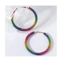 Sohi Women's Gold Metallic Ombre Hoop Earrings