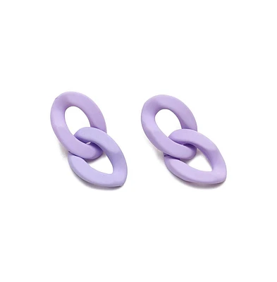 Sohi Women's Purple Chainlink Drop Earrings