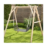 Wicker Porch Swing Seat with Cozy Armrests