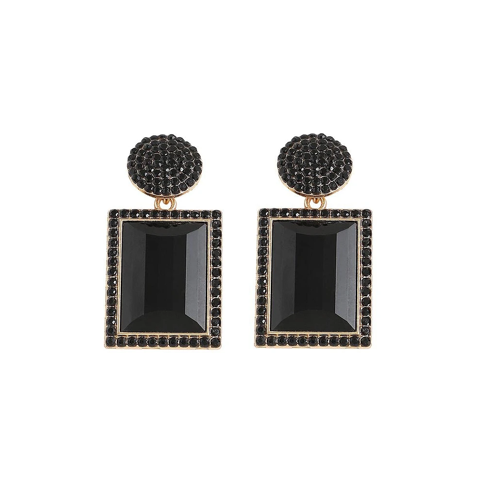 Sohi Women's Black Embellished Geometric Drop Earrings