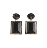 Sohi Women's Black Embellished Geometric Drop Earrings