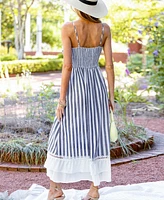 Cupshe Women's Sailor Sweetheart Striped Maxi Beach Dress