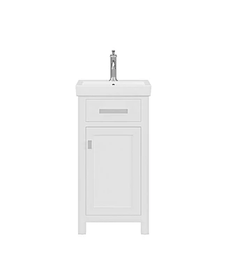 Mia 18 in. W Bath Vanity in Pure White Finish with Ceramics Integrated Vanity Top with White Basin