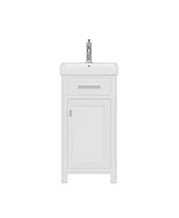 Mia 18 in. W Bath Vanity in Pure White Finish with Ceramics Integrated Vanity Top with White Basin
