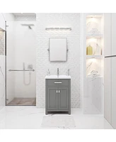 Myra 24 in. Bath Vanity in Cashmere Grey with Integrated Ceramics Vanity Top and Sink