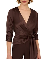 Adrianna Papell Women's Crepe 3/4-Sleeve Jumpsuit