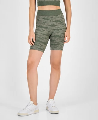Id Ideology Women's Printed Seamless Bike Shorts, Exclusively at Macy's