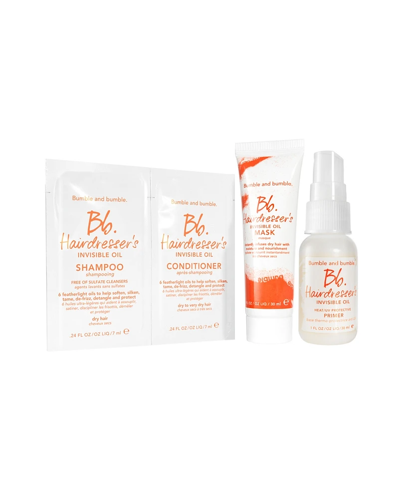 Spend $35 and receive 3 Free deluxe samples featuring our best selling Hairdresser's Invisible Oil Primer, Hairdresser's Invisible Oil Mask and Shampo