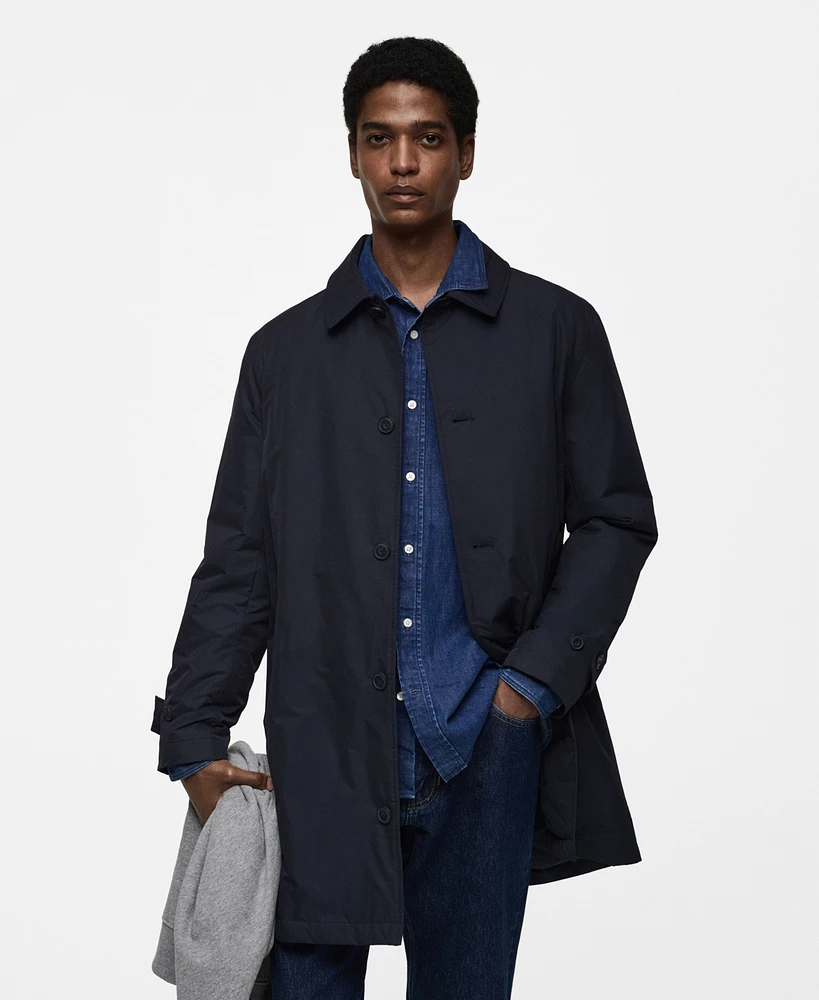 Mango Men's Quilted Water-Repellent Trench Coat