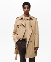 Mango Men's Water-Repellent Belted Trench Coat