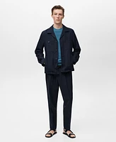 Mango Men's Pockets Lyocell Linen Overshirt