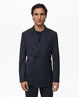 Mango Men's Cold Wool Double-Breasted Suit Blazer