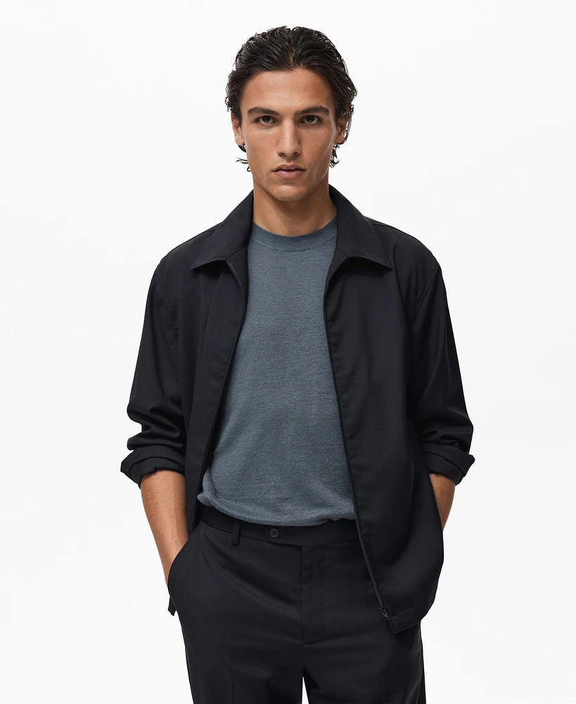 Mango Men's Shirt Collar Cold Wool Jacket