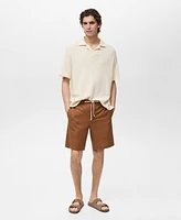Mango Men's Crochet Cotton Polo Shirt