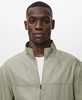 Mango Men's Zipper Linen Jacket