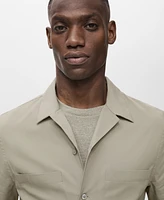 Mango Men's Pockets and Bowling Collar Shirt