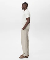 Mango Men's Openwork Knitted Zipper Polo Shirt