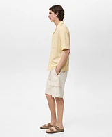 Mango Men's Embroidered Bowling Collar Shirt