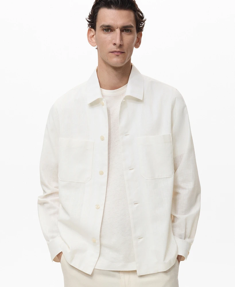 Mango Men's Pockets Linen Overshirt