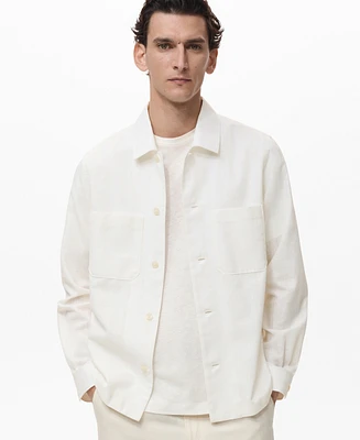 Mango Men's Pockets Linen Overshirt