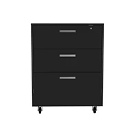 Danbury Storage Cabinet Drawer, Three Drawers, Top Surface, Four Casters, Black