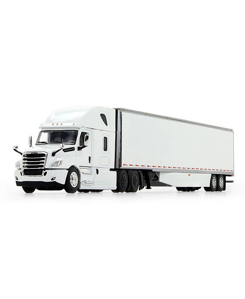 Die Cast Promotions (DCP) 1/64 White 2018 Freightliner Cascadia Sleeper & Utility Trailer W/ Skirts, DCP By First Gear