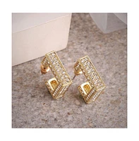 Sohi Women's Gold Plated Party Designer Stone Hoop Earrings