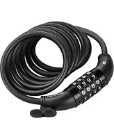 Urbanmax Bike Combination Lock - Heavy Duty Anti-Theft Cable Lock With 5-Digit Custom Combo - 6 Foot Coiled Cut Resistant Cable and Mounting Bracket