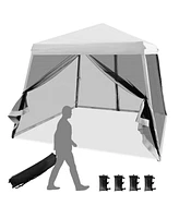 10 x 10 Feet Pop Up Canopy with Mesh Sidewalls and Roller Bag