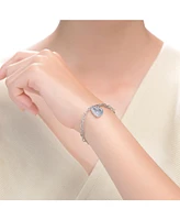 Sterling Silver with Rhodium Plated Heart Paper Clip Chains Bracelet