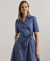 Lauren Ralph Petite Belted Cotton-Blend Shirtdress