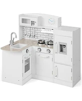 Kids Kitchen Playset Conor Kitchen Toy with Realistic Microwave and Oven Stove