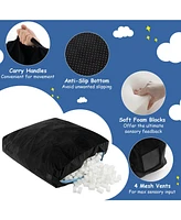 57 x Inch Crash Pad Sensory Mat with Foam Blocks and Washable Velvet Cover