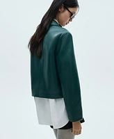 Mango Women's Flap Pockets and Leather Effect Jacket