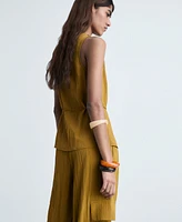 Mango Women's Textured Bow Top