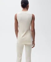 Mango Women's Side Openings Ribbed Top