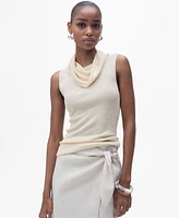 Mango Women's Draped Neck Knitted Top