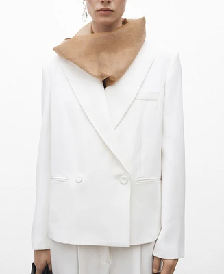Mango Women's Oversized Double-Breasted Suit Jacket