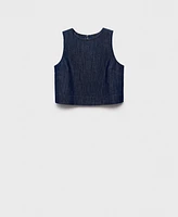 Mango Women's Rinse-Wash Denim Crop Top