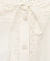 Mango Women's Lace Details Cotton Blouse