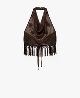 Mango Women's Fringed Halter Top