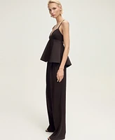 Mango Women's Open Back V-Neck Top