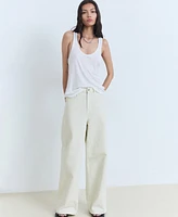 Mango Women's Wide Leg Mid-Rise Jeans