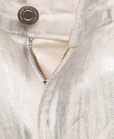 Mango Women's Metallic-Finish Wide Leg Jeans
